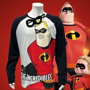 NWT Disney Pixar The Incredibles Mr Incredible Graphic Long Sleeve Shirt w/ Mask